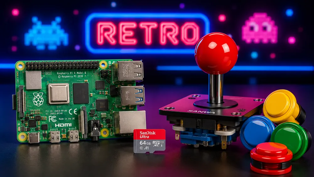 Placa Raspberry Pi con joystick Sanwa y botones arcade para Batocera