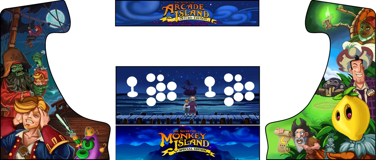 Bartop Danna 30 Monkey Island — arte completo del vinilo