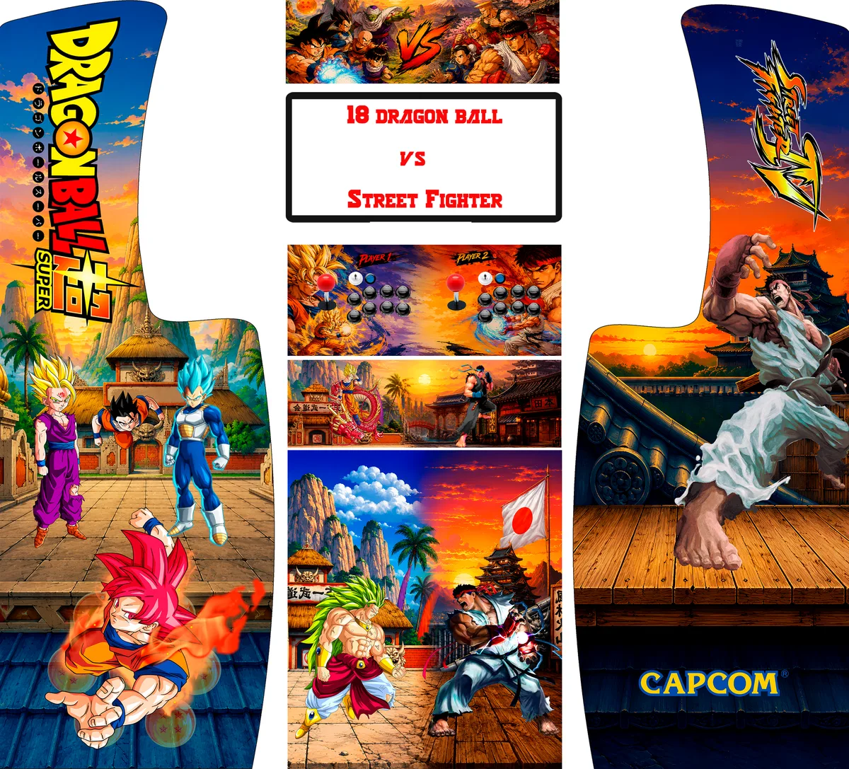 Recreativa Sanura 18 Dragon Ball vs Street Fighter — arte completo del vinilo